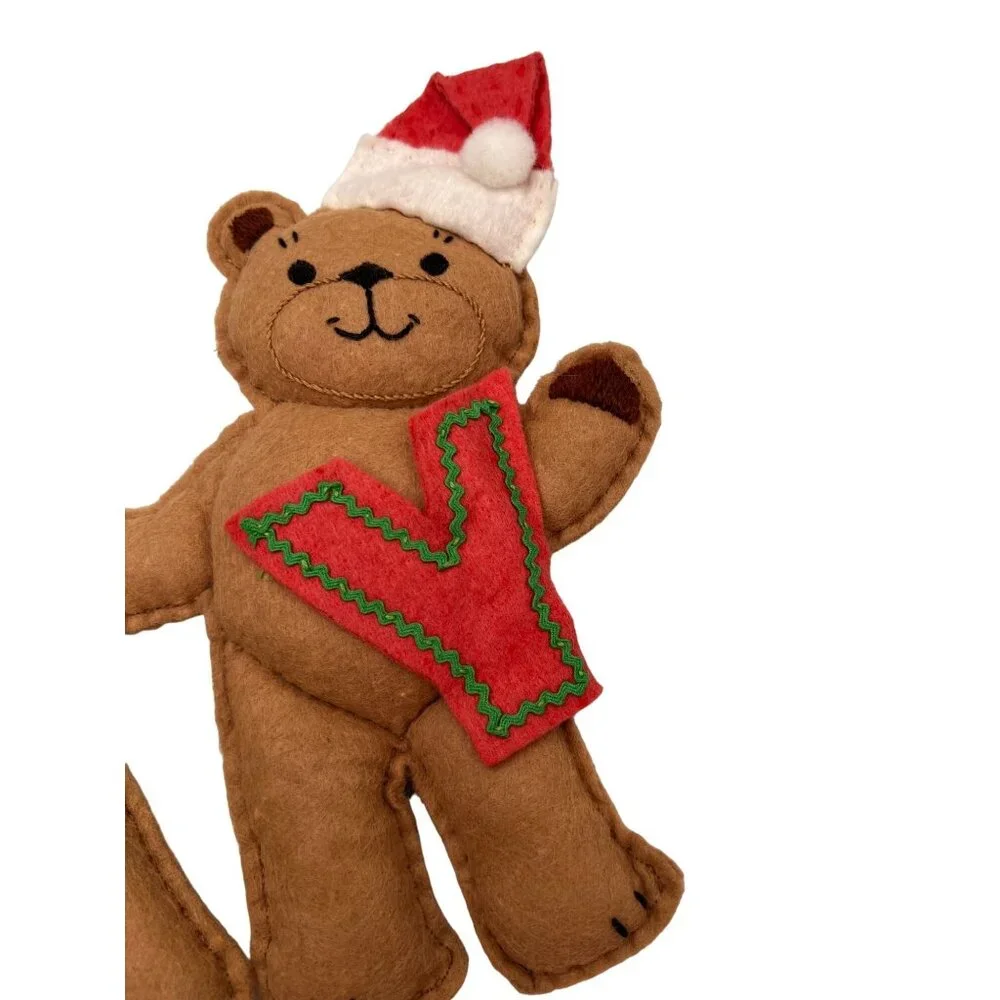 Adorable Felt Teddy Bear Christmas Garland 